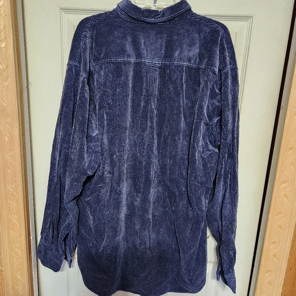 Mens Cabelas Blue Corduroy Button-Up Shirt - Picture 10 of 10